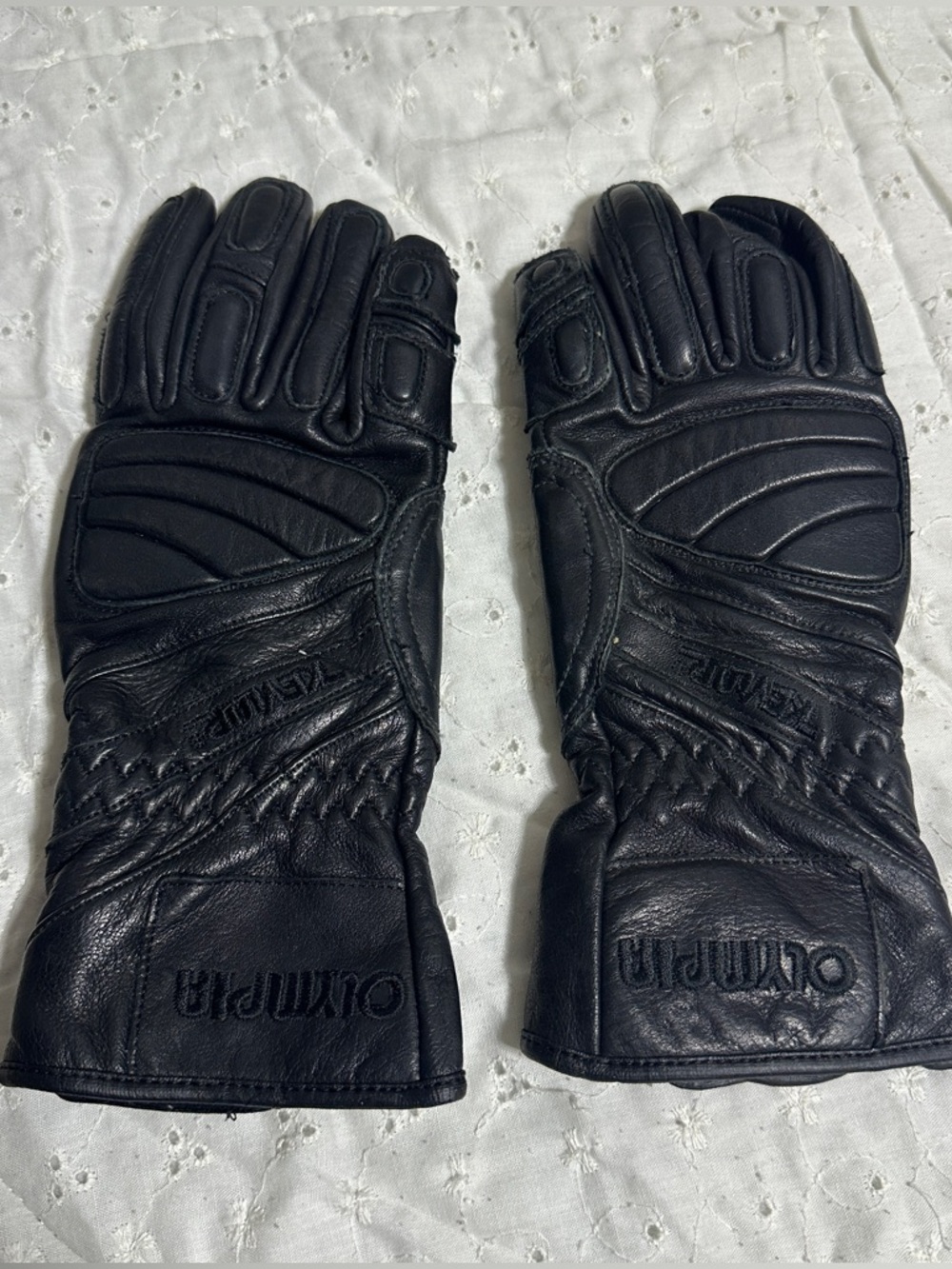 Olympia Black Leather Motorcycle Gloves
